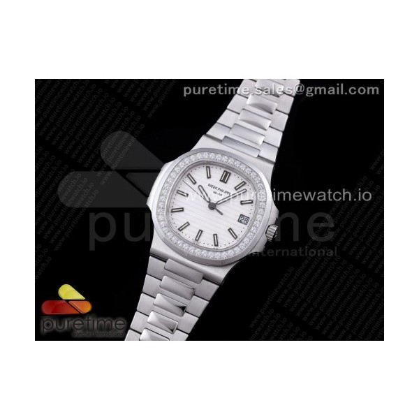 PP공장 V4 노틸러스 화이트다이얼 Nautilus 5711/1A PPF 1:1 Best Edition White Dial Diamonds Bezel on SS Bracelet 324CS