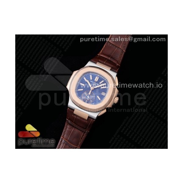 3K공장 노틸러스 로골 블루다이얼 가죽스트랩 Nautilus 5980 SS/RG 3KF Best Edition Blue Dial on Brown Leather Strap A7750