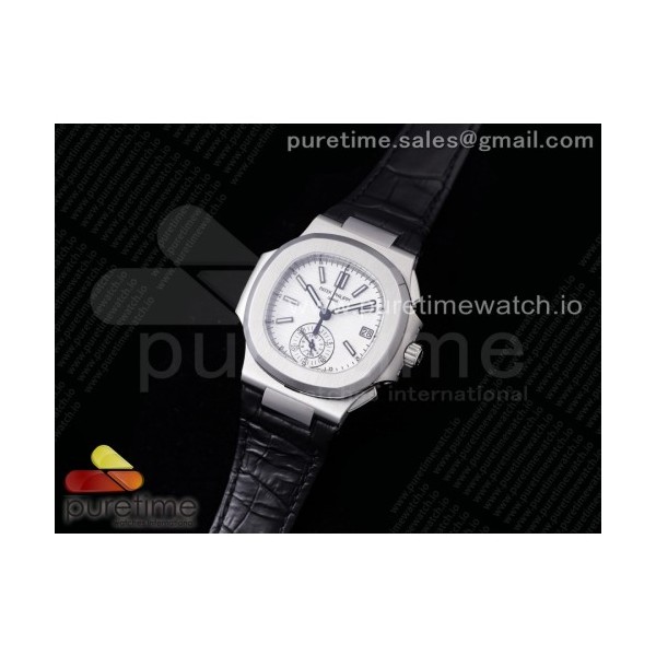 3K공장 노틸러스 화이트다이얼 가죽스트랩 Nautilus 5980 SS 3KF Best Edition White Dial on Black Leather Strap A7750