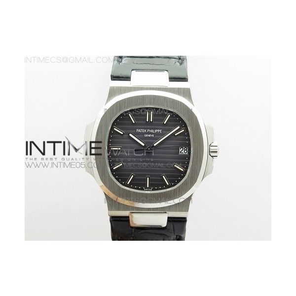 PP공장 V4 노틸러스 점보 그레이다이얼 가죽스트랩 Nautilus Jumbo 5711 Super Replication Gray Textured Dial on Black Leather Strap PPF324