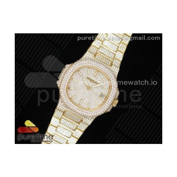 TW공장 노틸러스 옐로우골드 금통 풀다이아몬드 파베 Nautilus Jumbo 5711 YG TWF Full Paved Diamonds Dial Case and Bracelet A324