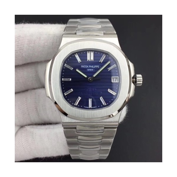 PF V2 노틸러스 점보 5711 40주년기념 한정판 NAUTILUS JUMBO 5711 40TH BLUE TEXTURED DIAL ON SS BRACELET A324 CLONE