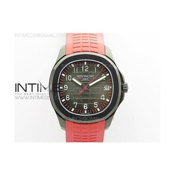 ZF공장 아쿠아넛 DLC 블랙다이얼 러버 Aquanaut Jumbo 5167A DLC ZF 1:1 Best Edition Black Dial on Red Rubber Strap 324CS