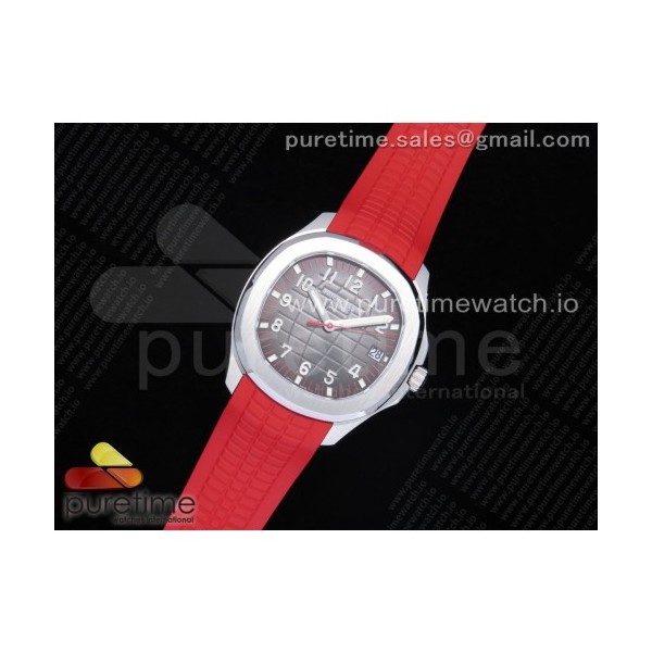 zf공장 파텍필립 아쿠아넛 그레이다이얼 레드러버스트랩 Aquanaut 5167A Singapore Edition SS Red Second Hand on Red Rubber Strap 324CS