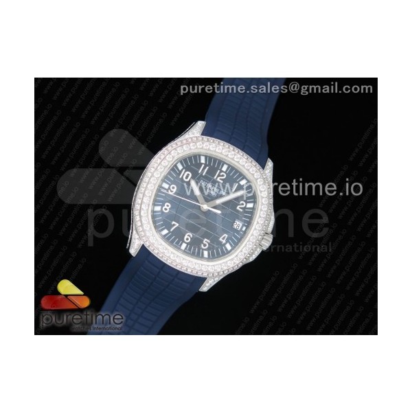 OX공장 파텍필립 아쿠아넛 5167 스틸 풀다이아 블루다이얼 러버스트랩 Aquanaut 5167 SS Full Paved Diamonds Blue Dial on Blue Rubber Strap A324