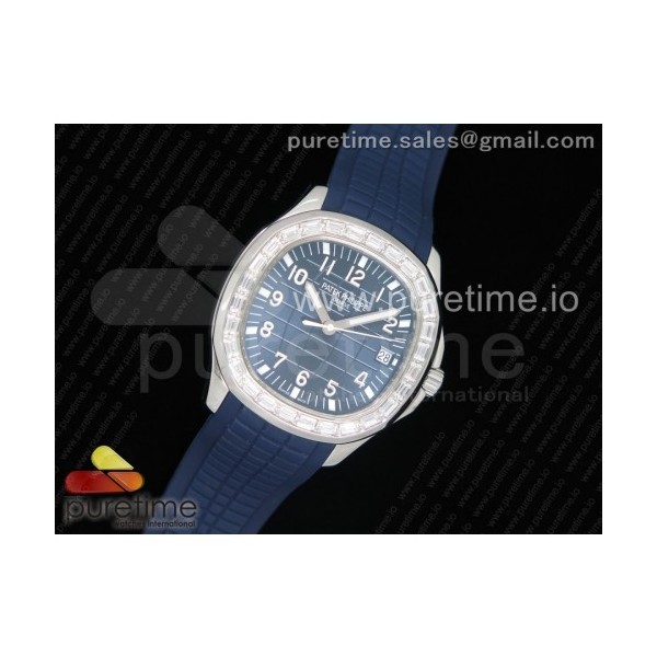 OX공장 파텍필립 아쿠아넛 5167 스틸 다이아베젤 블루다이얼 가죽스트랩 Aquanaut 5167 SS Diamonds Bezel Blue Dial on Blue Rubber Strap A324