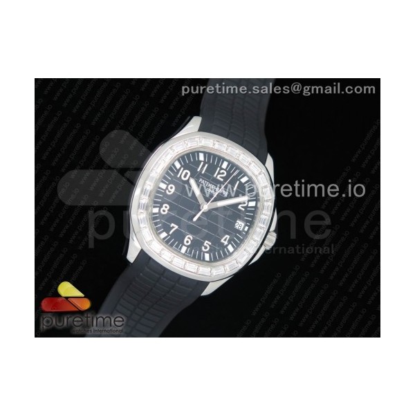 OX공장 파텍필립 아쿠아넛 5167 스틸 다이아베젤 블랙다이얼 러버스트랩 Aquanaut 5167 SS Diamonds Bezel Black Dial on Black Rubber Strap A324