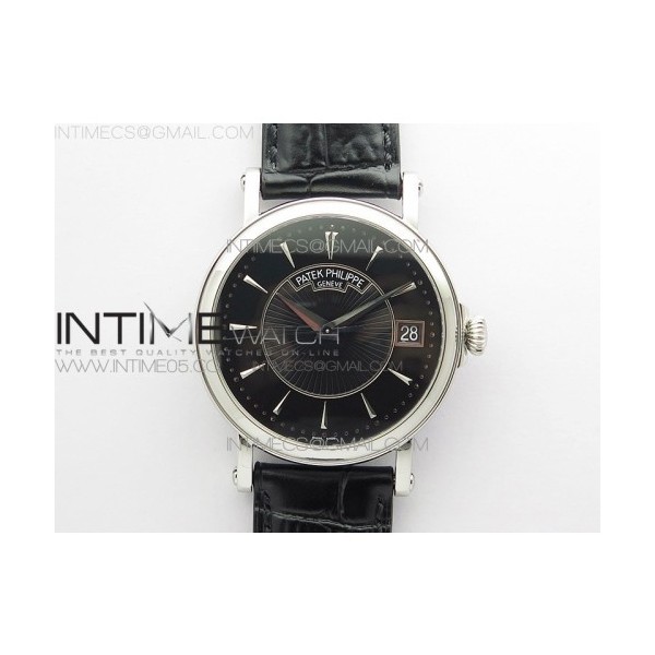 ZF공장 칼라트라바 블랙다이얼 가죽스트랩 Calatrava 5153G SS ZF 1:1 Best Edition Black textured dial on Black Leather Strap A324CS