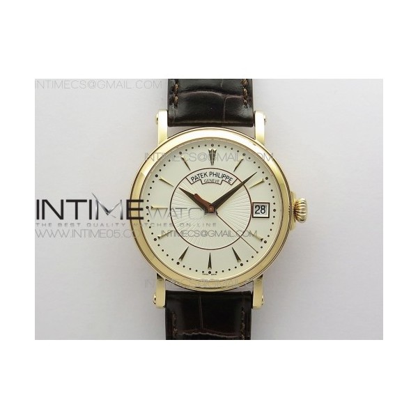 ZF공장 칼라트라바 로골 화이트다이얼 가죽스트랩 Calatrava 5153G-010 RG ZF 1:1 Best Edition White textured dial on Brown Leather Strap A324CS