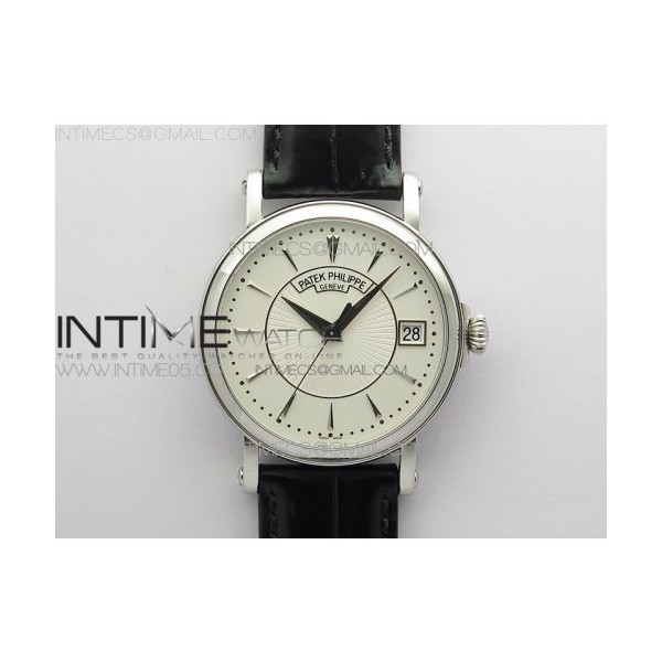 ZF공장 칼라트라바 화이트다이얼 가죽스트랩 Calatrava 5153G-010 SS ZF 1:1 Best Edition White textured dial on Black Leather Strap A324CS