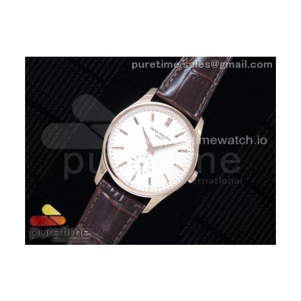 AI공장 파텍필립 칼라트라바 로골 화이트다이얼 가죽스트랩 Calatrava 5196 RG White Dial on Brown Leather Strap A23J