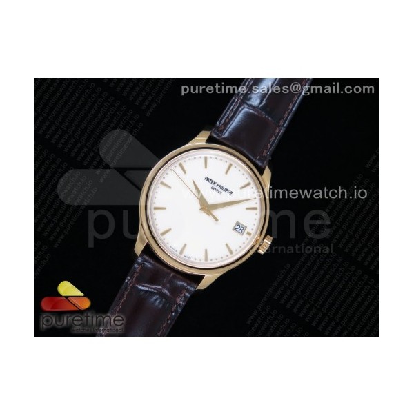 ZF공장 파텍필립 칼라트라바 옐로우골드 금통 아이보리다이얼 가죽스트랩 Calatrava 5227J YG White Dial on Brown Leather Strap A324CS