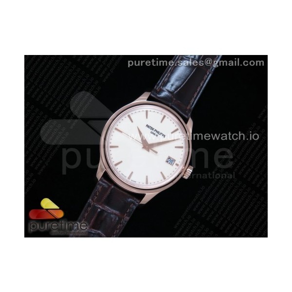 ZF공장 파텍필립 칼라트라바 로즈골드 금통 아이보리다이얼 가죽스트랩 Calatrava 5227R RG White Dial on Brown Leather Strap A324CS