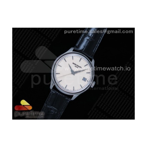 ZF공장 파텍필립 칼라트라바 아이보리다이얼 블랙가죽스트랩 Calatrava 5227 SS White Dial on Black Leather Strap 324CS