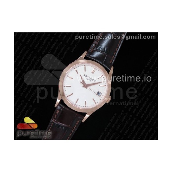 OX공장 파텍필립 칼라트라바 5296G 로즈골드금장 화이트다이얼 가죽스트랩 Calatrava 5296G RG White Dial RG Hand on Brown Leather Strap A324