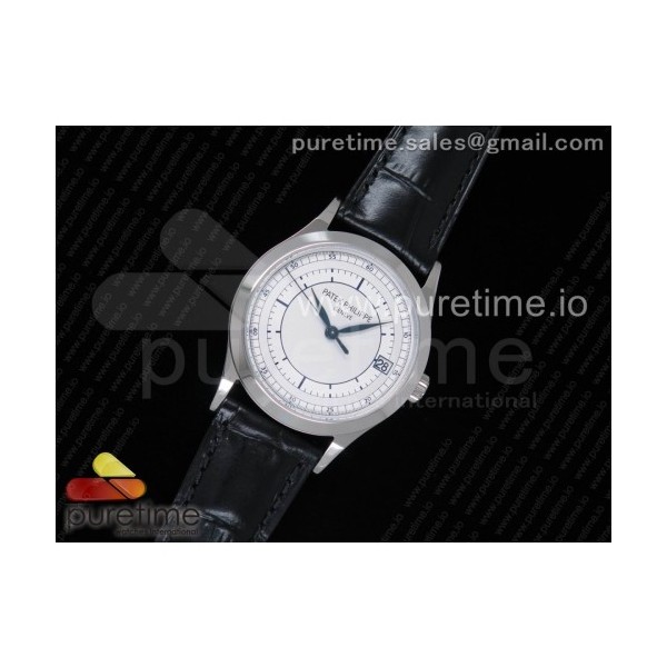 OX공장 파텍필립 칼라트라바 5296G 스틸 화이트다이얼 블루핸즈 가죽스트랩 Calatrava 5296G SS White Dial Blue Hand on Black Leather Strap A324