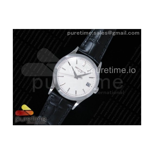 OX공장 파텍필립 칼라트라바 5296 스틸 화이트다이얼 가죽스트랩 Calatrava 5296G SS White Dial SS Hand on Black Leather Strap A324