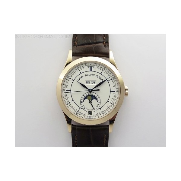 GR공장 애뉴얼 캘린더 로골 화이트다이얼 가죽스트랩 Annual Calendar Complications 5396 RG GRF Best Edition White dial Blue Markers on Brown leather strap A324