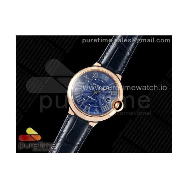 AF공장 발롱42미리 로골 블루다이얼 악어스트랩 2824 Ballon Bleu 42mm RG AF 1:1 Best Edition Blue Textured Dial on Blue Leather Strap A2824