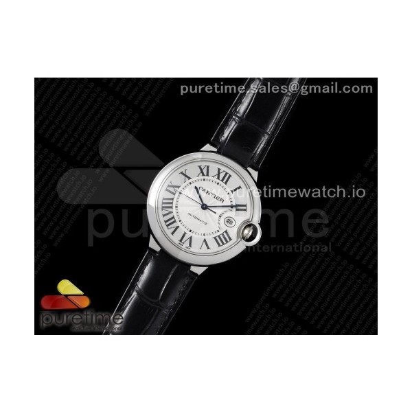 AF공장 발롱42미리 화이트다이얼 악어스트랩 2824 Ballon Bleu 42mm SS AF 1:1 Best Edition White Textured Dial on Black Leather Strap A2824