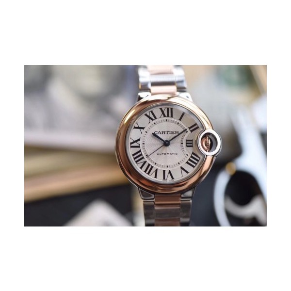 V6공장 까르띠에 발롱블루 36MM 로즈골드콤비 화이트다이얼 브레이슬릿 BALLON BLEU 36MM SS/RG WHITE TEXTURE DIAL ON SS BRACELET SEIKO NH05A