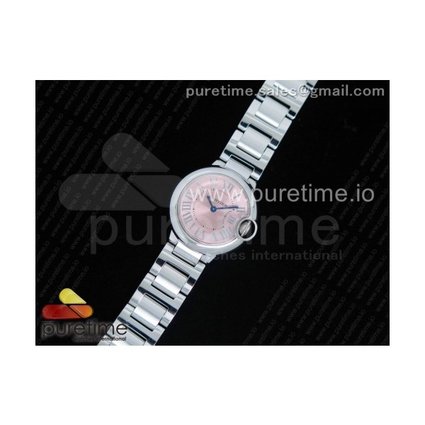 AF공장 까르띠에 발롱블루 28MM 스틸 핑크다이얼 브레이슬릿 Ballon Bleu 28mm SS Pink Dial on SS Bracelet Ronda Quartz