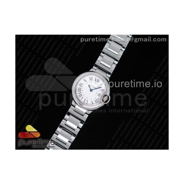 AF공장 까르띠에 발롱블루 28MM 스틸 화이트다이얼 브레이슬릿 Ballon Bleu 28mm SS White Dial on SS Bracelet Ronda Quartz