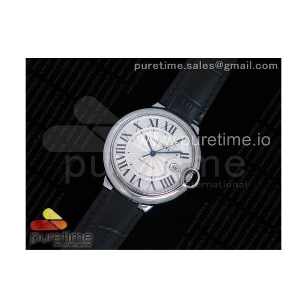 JF공장 까르띠에 발롱블루 42mm 스틸 화이트다이얼 블랙가죽스트랩 Ballon Bleu 42mm SS White Textured Dial on Black Leather Strap MIYOTA 9015