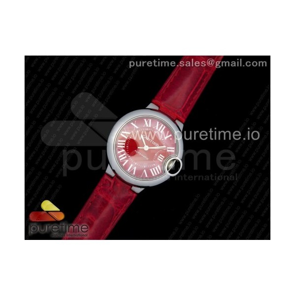 AF공장 까르띠에 발롱블루 33MM 스틸 레드다이얼 레드악어가죽스트랩 Ballon Bleu 33mm SS Red Dial on Red Leather Strap Cal.076