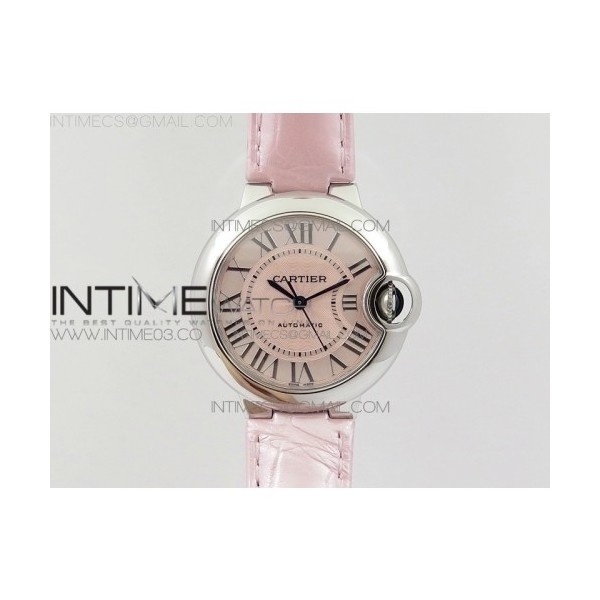 AF공장 까르띠에 발롱블루 33MM 스틸 핑크다이얼 핑크악어가죽스트랩 BALLON BLEU 33MM SS PINK TEXTURED DIAL ON PINK CROCO LEATHER STRAP CAL.076