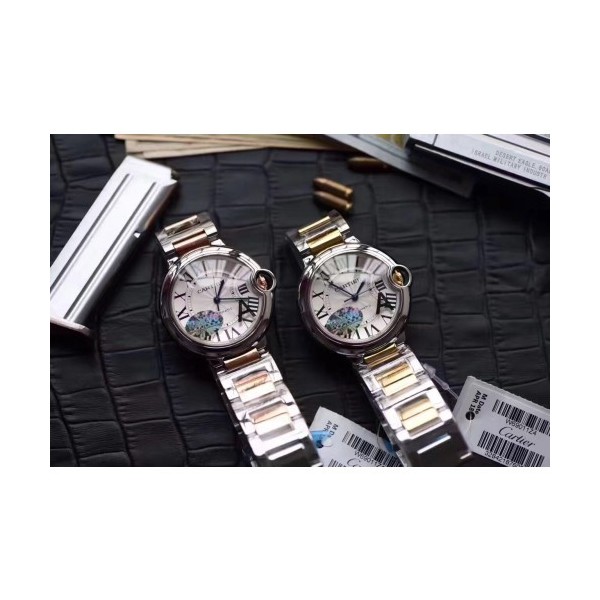 V6공장 까르띠에 발롱블루 36mm Cartier Ballon Bleu de Cartier 36mm 스틸 화이트다이얼 옐로우/로즈골드 콤비브레이슬릿 도금