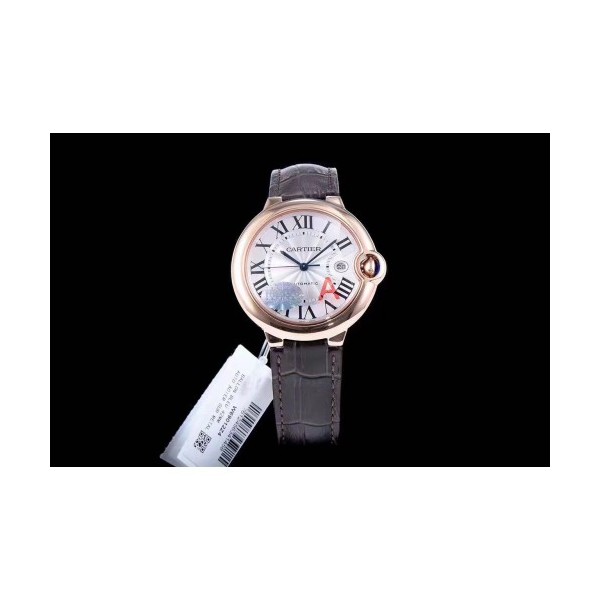 V6공장 까르띠에 발롱블루 드 까르띠에 Cartier Ballon Bleu de Cartier 42mm 금장 화이트 가죽줄