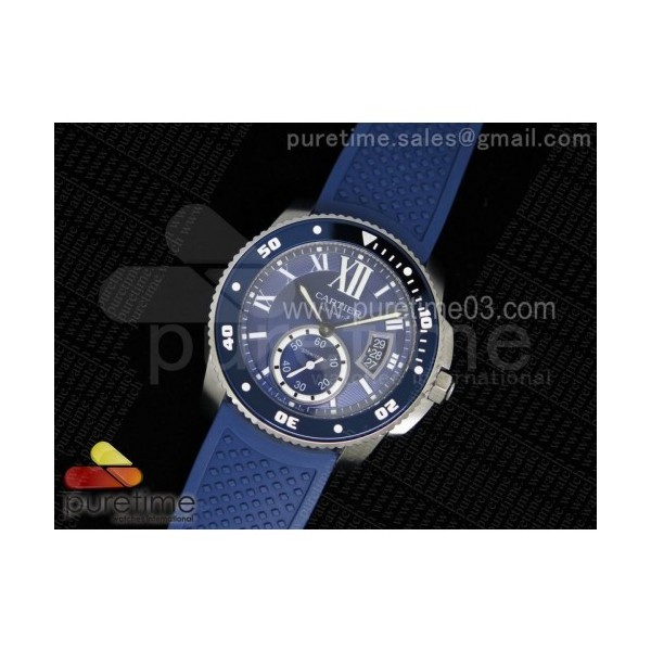 TF공장 까르띠에 칼리브 드 까르띠에 스틸 블루다이얼 블루 러버 Cartier Calibre de Cartier SS/Blue Dial