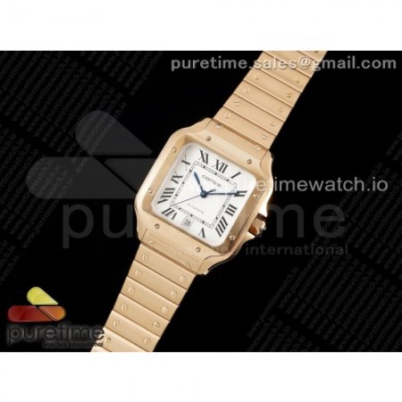 3K공장 까르띠에 산토스 드 까르띠에 40 로즈골드금통 브레이슬릿 Santos de Cartier 40mm RG 3KF 1:1 Best Edition White Dial on RG Bracelet MIYOTA 9015