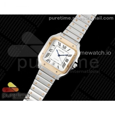 3K공장 까르띠에 산토스 드 까르띠에 40 로즈골드콤비 브레이슬릿 Santos de Cartier 40mm SS 3KF 1:1 Best Edition White Dial RG Bezel on SS Bracelet MIYOTA 9015