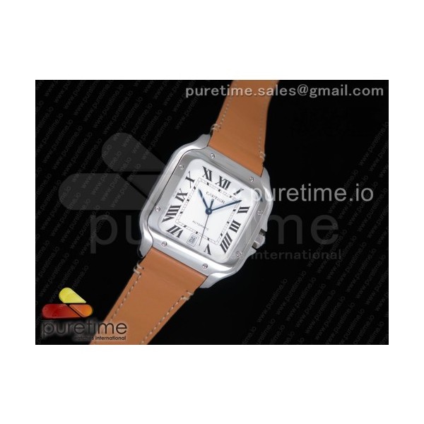 KOR공장 까르띠에 산토스 드 까르띠에 라지 2018 화이트다이얼 브라운가죽스트랩 Santos de Cartier Large 2018 White Dial on Brown Leather Strap MIYOTA 9015