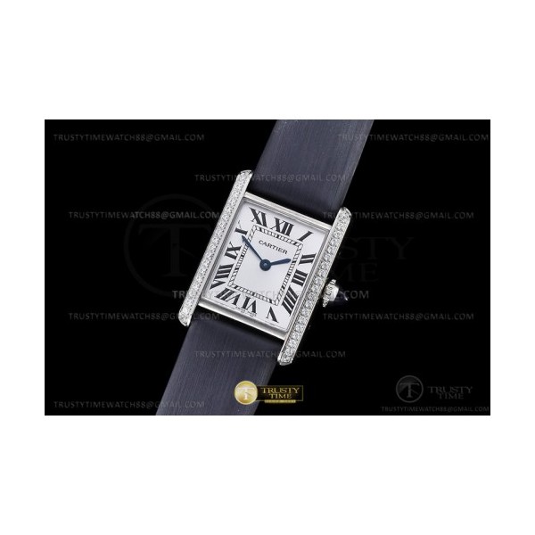 F1공장 까르띠에 탱크 머스트 스몰 다이아몬드베젤 블랙스트랩 Cartier Tank Must Small Dia SS/LE Wht F1F Sw Qtz