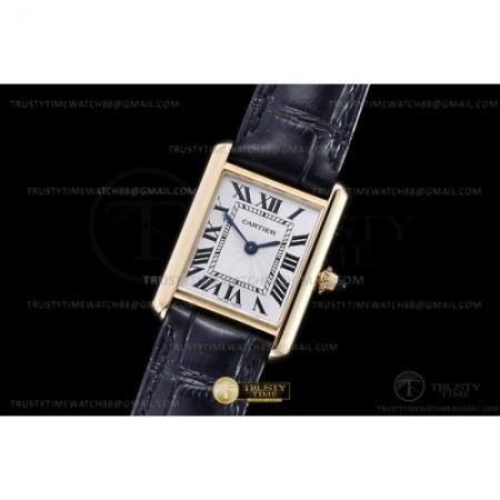 F1공장 까르띠에 탱크 머스트 스몰 옐로우골드금통 블랙악어스트랩 Cartier Tank Must Small YG/LE Wht F1F Sw Qtz