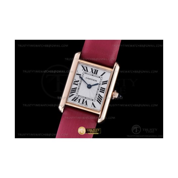 F1공장 까르띠에 탱크 머스트 스몰 로즈골드금통 핑크스트랩 Cartier Tank Must Small RG/LE Wht F1F Sw Qtz