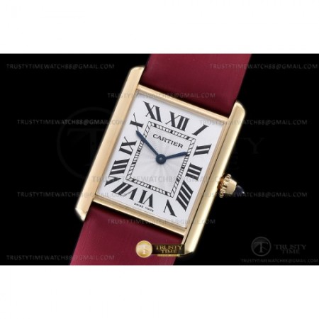 F1공장 까르띠에 탱크 머스트 옐로우골드금통 핑크스트랩 Cartier Tank Must Lrg YG/LE Wht F1F Sw Qtz