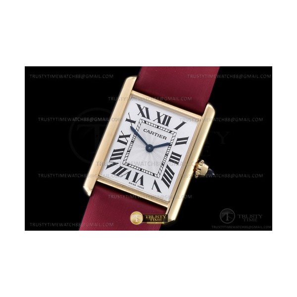 F1공장 까르띠에 탱크 머스트 옐로우골드금통 핑크스트랩 Cartier Tank Must Lrg YG/LE Wht F1F Sw Qtz