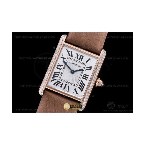 F1공장 까르띠에 탱크 머스트 로즈골드금통 다이아몬드베젤 브라운스트랩Cartier Tank Must Lrg Dia RG/LE Wht F1F Sw Qtz