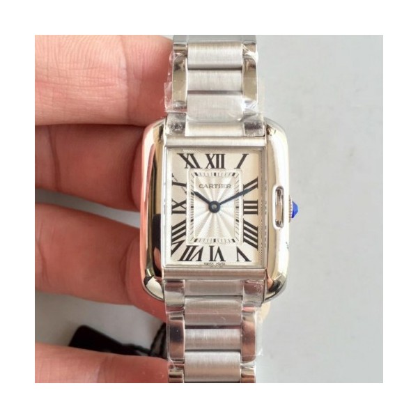 GS공장 까르띠에 탱크 앙글레즈30 스틸 브레이슬릿Tank Anglaise Ladies W5310022 SS White Dial on SS Bracelet Swiss Quartz