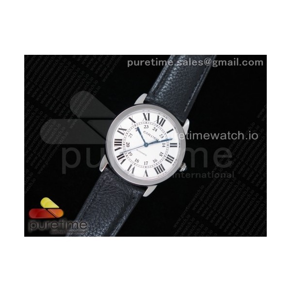 TW공장 까르띠에 롱드솔로 36MM 스틸 화이트다이얼 가죽스트랩 Ronde Solo De Cartier 36mm SS White Dial on Black Leather Strap ETA2671