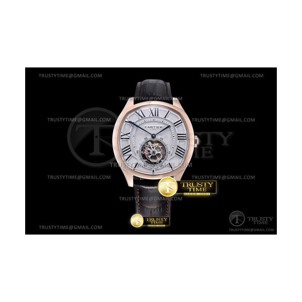 BBR공장 드라이브 뚜르비용 로골 화이트다이얼 가죽스트랩 Drive De Cartier Tourbillon RG/LE White BBR Tourbillon