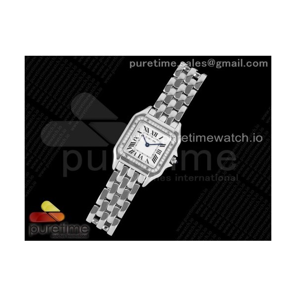 BV공장 까르띠에 팬더 27 스틸 다이아몬드베젤 화이트다이얼 브레이슬릿 Panthère 27mm BVF 1:1 Best Edition SS White Dial Diamonds Bezel on SS Bracelet Ronda Quartz