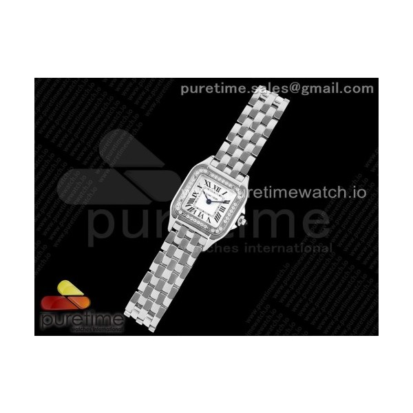 BV공장 까르띠에 팬더 22 스틸 화이트다이얼 다이아몬드베젤 브레이슬릿 Panthère 22mm BVF 1:1 Best Edition SS White Dial Diamonds Bezel on SS Bracelet Ronda Quartz