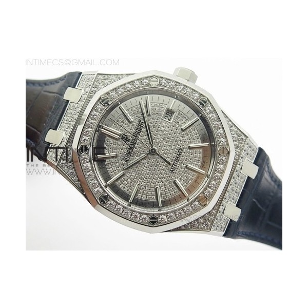 JF공장 오데마피게 로얄오크 15402 Cal.3120 Audemars Piguet Royal Oak 스틸 풀다이아몬드 가죽줄