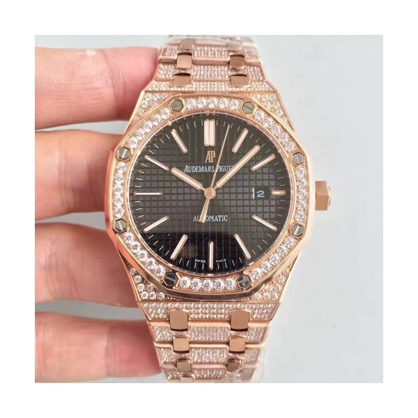 일반공장 오데마피게 로얄오크 15400 풀 다이아몬드 Cal.3120 Audemars Piguet Royal Oak 15400 금장 다이아브레스렛