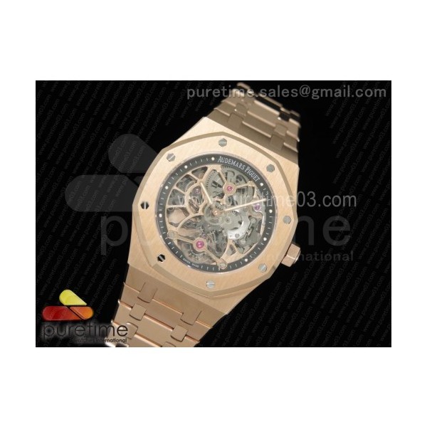 오데마피게 스켈레톤 투어빌론 로즈골드금통 브레이슬릿 Royal Oak Fake Tourbillon RG Skeleton Dial on RG Bracelet A23J